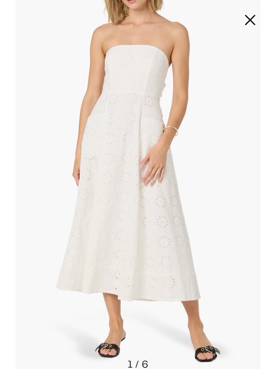 Astr Dresses & Skirts - Astr Strapless White Eyelet A-Line Midi Dress NWT